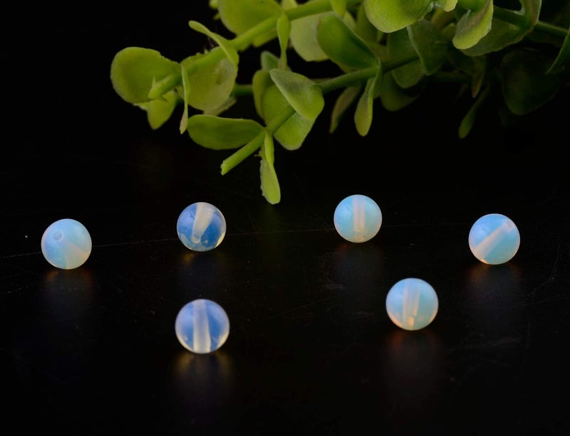 Cmidy Stone Beads 100pcs 8mm Opal Round Stone Beading Loose Gemstone Hole Size 1mm DIY Smooth Beads for Bracelet Necklace Earrings Jewelry Making (Opal, 8mm) - Image 2